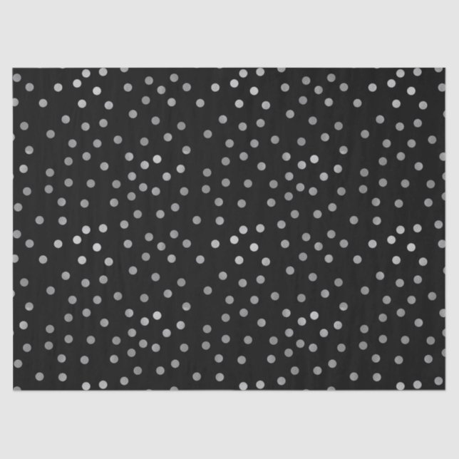 Silver Black Polka Dots Seidenpapier (Vorderseite)