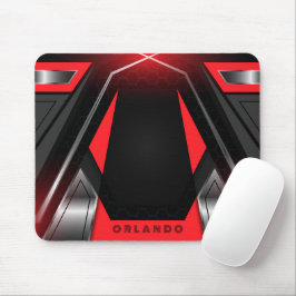 Silver, black, red geometric gaming  monogram mousepad