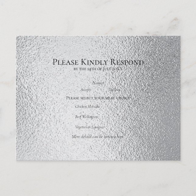 Silver & Black Swirl Gothic Wedding Feiertagspostkarte (Vorderseite)