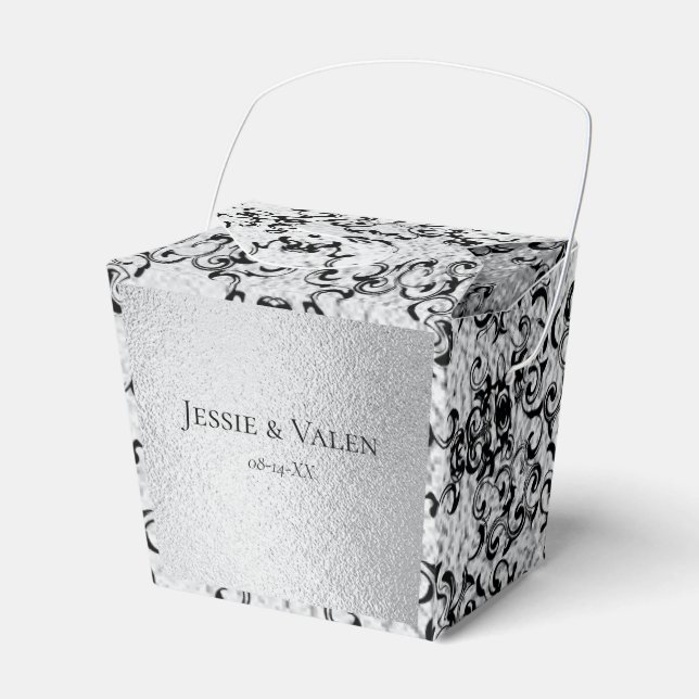 Silver Black Swirl Gothic Wedding Geschenkschachtel (Vorderseite)