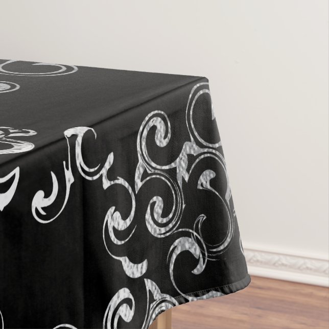 Silver & Black Swirl Gothic Wedding Tischdecke (Beispiel)