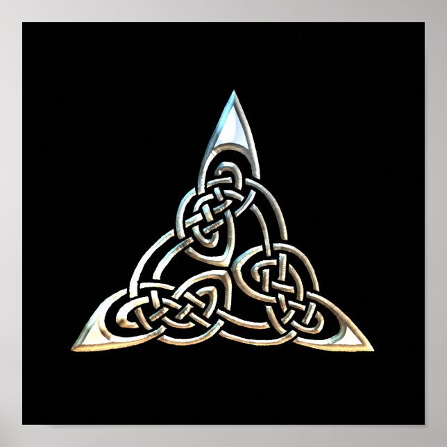 Silver Black Triangle Spirals keltische Knoten Des Poster (Vorne)