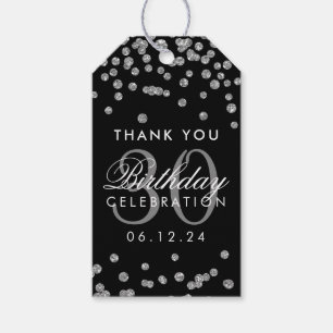Silver Black Vielen Dank 30. Geburtstag Confetti Geschenkanhänger