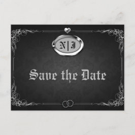 Silver Black Vintag Gothic Wedding Save the Date Ankündigungspostkarte
