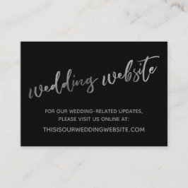 Silver Black Wedding Website & Save the Date Card Visitenkarte