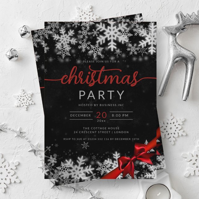 Silver Black Winter Wonder Company Weihnachten Einladung (Silver Black Winter Wonder Company Christmas Invitation)