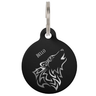 Silver Black Wolf Name und Adresse hinzufügen Haustiermarke