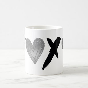 Silver Black XOXO Herz Kaffeetasse