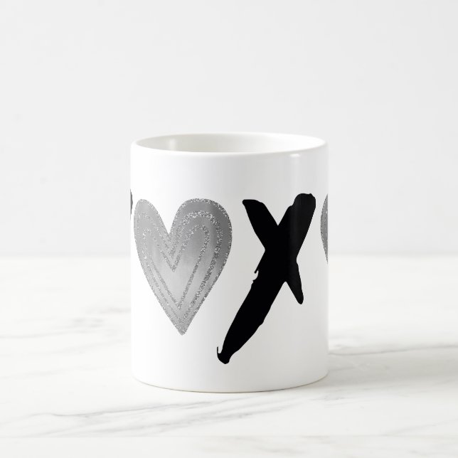 Silver Black XOXO Herz Kaffeetasse (Mittel)
