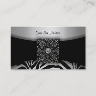 Silver & Black Zebra Business Cards Visitenkarte
