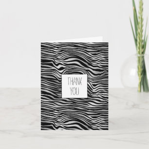 Silver Black Zebra Print Dankeskarte