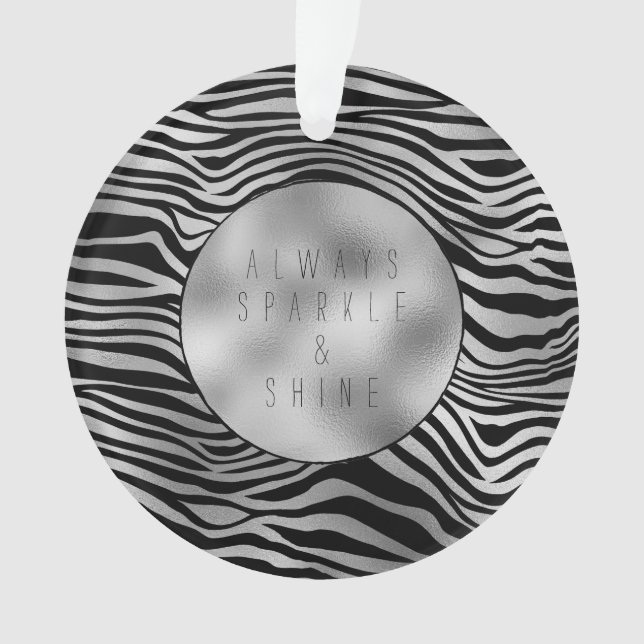 Silver Black Zebra Print Ornament (Vorderseite)