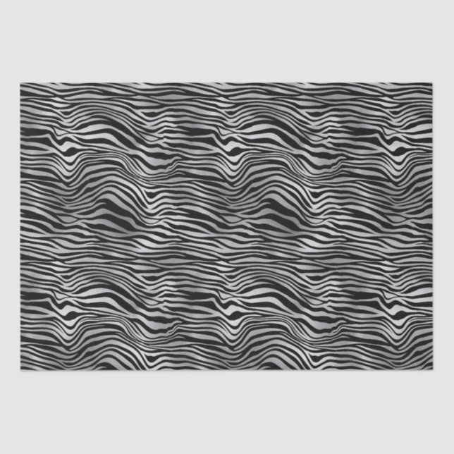 Silver Black Zebra Print Seidenpapier (Vorderseite)