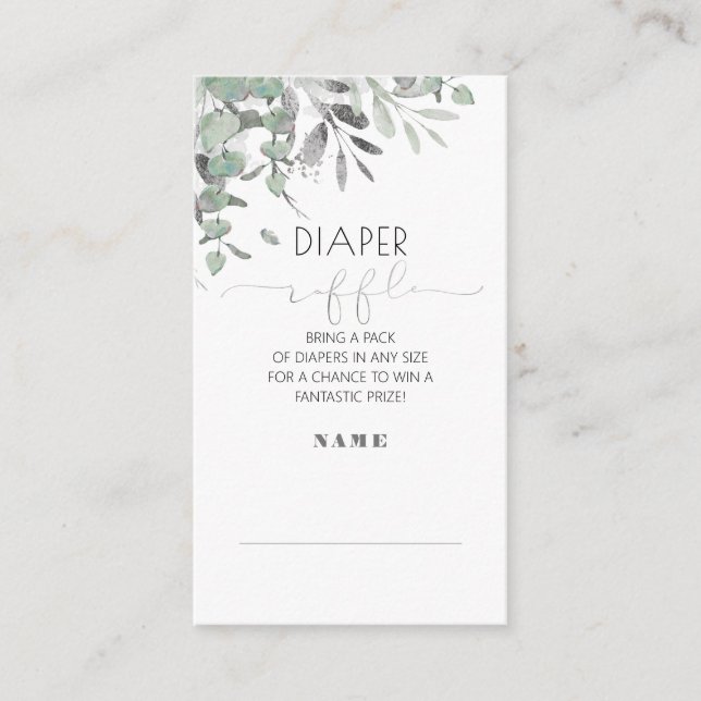 Silver Blätter Babydusche Windeln Raffelumschließu Begleitkarte (Vorderseite)