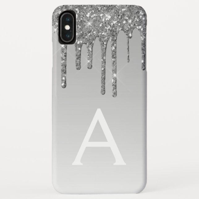Silver Bling Luxury Sparkle Glitzer Monogram Case-Mate iPhone Hülle (Rückseite)