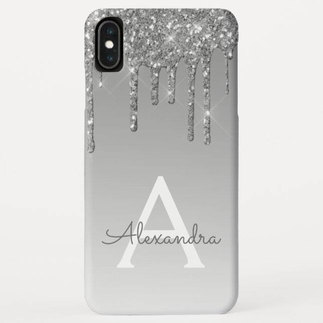 Silver Bling | Luxus Sparkle Glitzer Monogram Case-Mate iPhone Hülle (Rückseite)