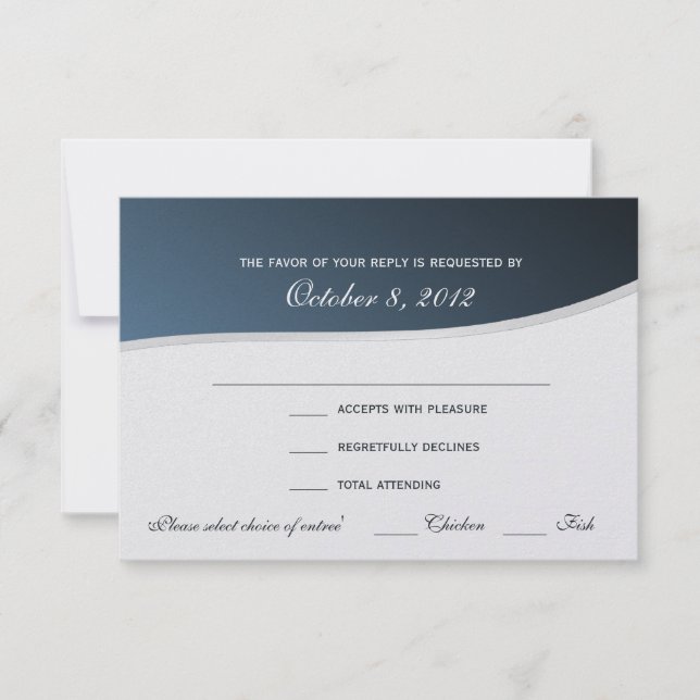 Silver Blue 3.5 x 5 Response Card RSVP Karte (Vorderseite)