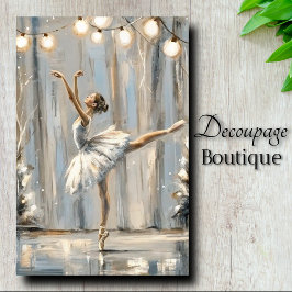 Silver Blue Ballet Dancer Wasserfarbe Decoupage Seidenpapier