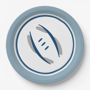 Silver Blue & Blue Football 9" Paper Teller