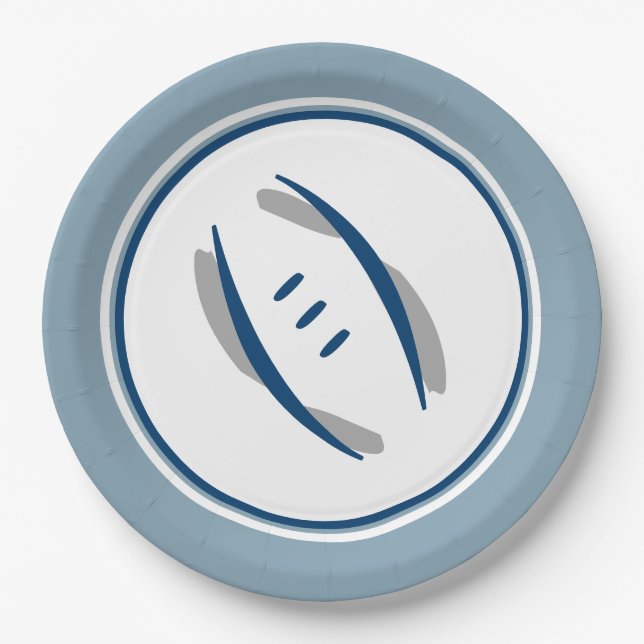 Silver Blue & Blue Football 9" Paper Teller (Vorderseite)