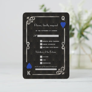 Silver Blue Casino Vegas Song Anfrage Hochzeit RSVP Karte