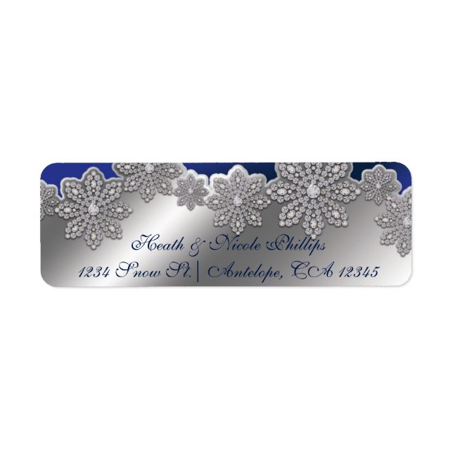 Silver & Blue Crystal Snowflake Winter Labels (Vorne)
