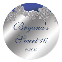 Silver & Blue Crystal Snowflake Winterkleber