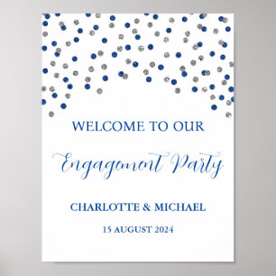 Silver Blue Engagement Party 8.5x11 Poster