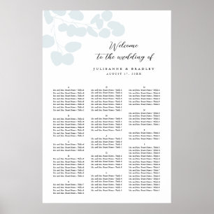 Silver Blue Eukalyptus Greenerity Seating Chart Poster