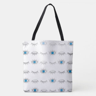 Silver Blue Evil Eye Eyelashes Nazar Mati Muster