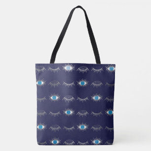 Silver Blue Evil Eye Eyelashes Nazar Mati Muster