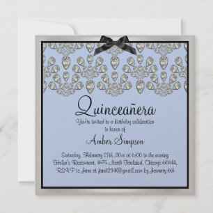 Silver/Blue Forever Diamonds Quinceanera laden Einladung