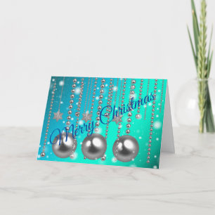 Silver Blue Frohe Weihnachten Karte