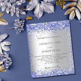 Silver Blue Glitzer Budget Hochzeitseinladung
