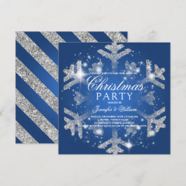 Silver & Blue Glitzer Snowflake Weihnachten Weihna Einladung