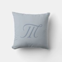 Silver Blue Grey Chic Calming Monogram Pillow