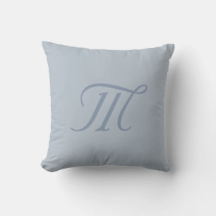 Silver Blue Grey Chic Calming Monogram Pillow Kissen