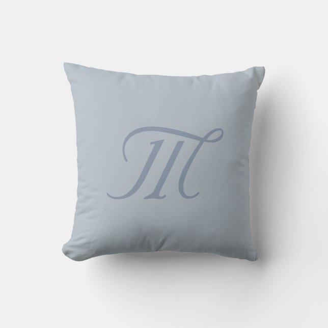 Silver Blue Grey Chic Calming Monogram Pillow Kissen (Vorderseite)