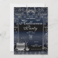 Silver Blue Hexchy Magic Whimsical Halloween-Party