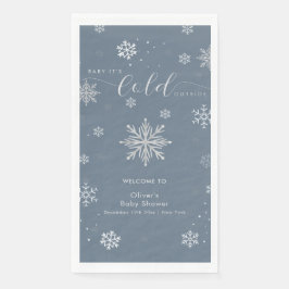 Silver Blue Magical Snowflake Baby Shower Welcome Serviette