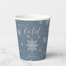 Silver Blue Magical Winter Snowflake Baby Shower Pappbecher
