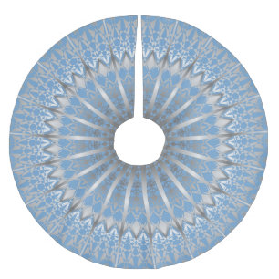 Silver Blue Mandala   Polyester Weihnachtsbaumdecke