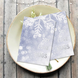 Silver Blue Night Sky und Snowflakes Folien Feiertagskarte