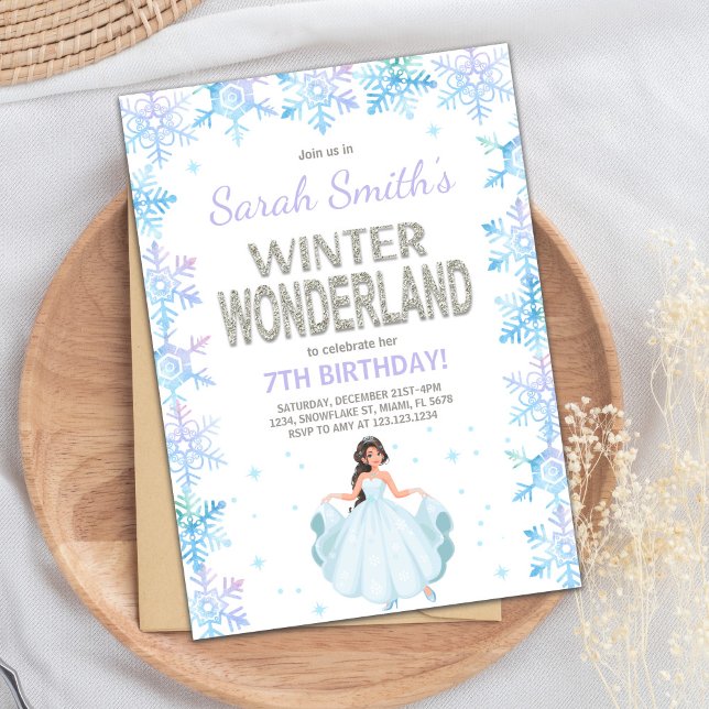 Silver Blue Party Thema Einladung (Snow flake Winter Wonderland Invitation)