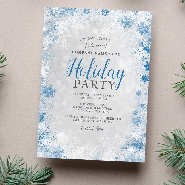 Silver Blue Snowflake Corporate Holiday Party Einladung (Von Creator hochgeladen)