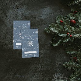 Silver Blue Snowflake Diaper Raffle Baby Shower Begleitkarte