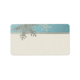 Silver Blue Snowflake Hochzeitsplatten Adressaufkleber