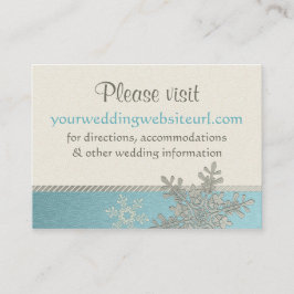 Silver Blue Snowflake Wedding Website Beipackkarte Begleitkarte