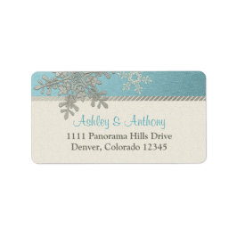 Silver Blue Snowflake Winter Wedding Address Adressaufkleber