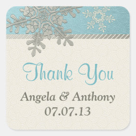 Silver Blue Snowflake Winter Wedding Stickers